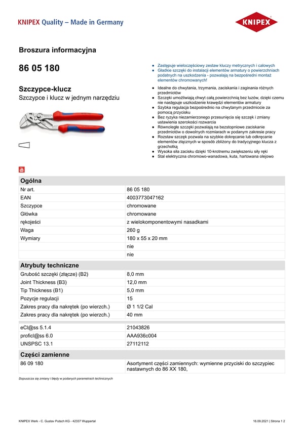 PIHDIT-AVAIN 180MM - KN 86 05 180