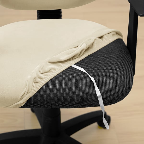 Päällinen työtuoliin, pyörivä tuoli, ISO, sametti, kermanvärinen
