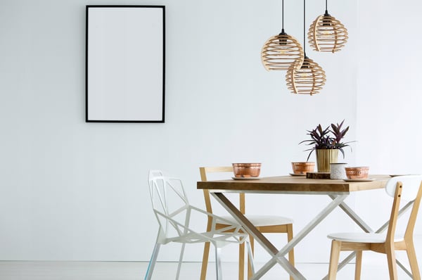 Hængende lampe, loftslysekrone, træ, LED lampeskærm