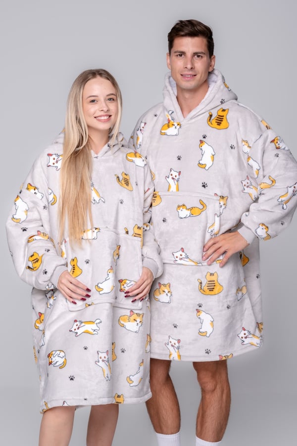 BLANKET collegepaita Ylisuuri lämmin Paksu peitto collegepaita 2in1 XXL kissakuvioinen karvainen [KB-W10]