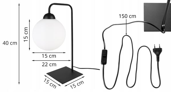 MUSTA LED-PALLOPÖYTÄVALAISIN 15 CM