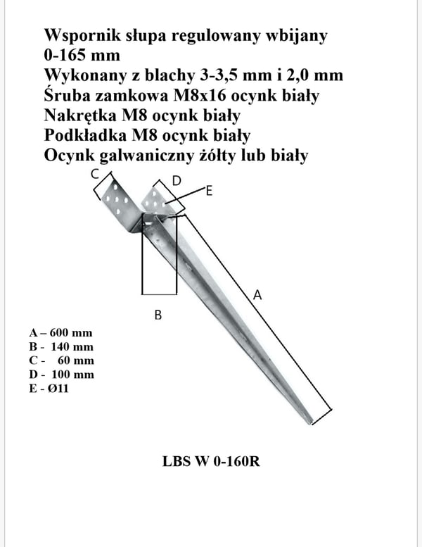 SÄÄDETTÄVÄ PILARIJALKA, JOKA ON VETOKYTKETTÄVÄ 0-165*700 MM - LBS L 0-160R