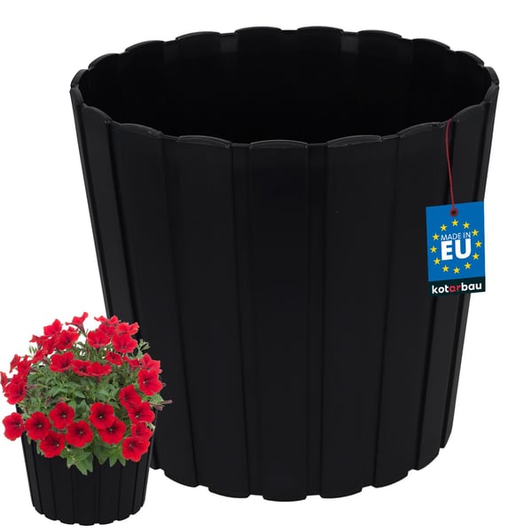 Plastkruka för blommor och örter på balkongen eller terrassen, antracit, 29 cm