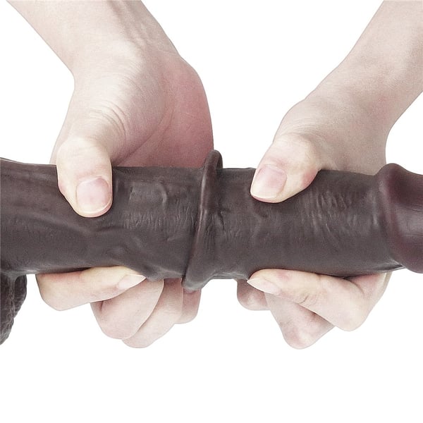 Lovetoy liukuva iho kaksoiskerros dildo 9.0'' musta