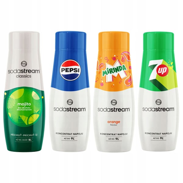 Sodastream Pepsi + Mirinda + 7Up + Mojito -siirapit limsaautomaattiin 4 kpl.
