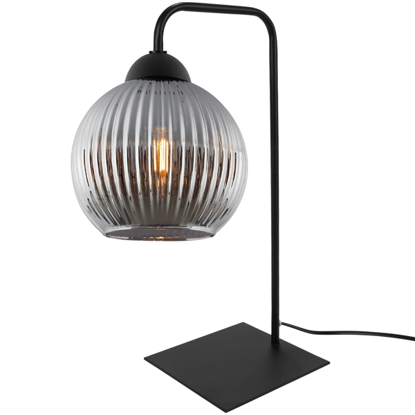 RIFFLE BORDLAMPE SORT 1 FLAD GRAFITFORMET KUGLEPÆRE E27
