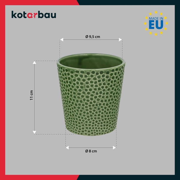 KOTARBAU® Sæt med grønne urtepotter 11 cm med transparent støtte 58 cm til blomster Keramik urtepotte plastik plantestøttesæt til orkideer