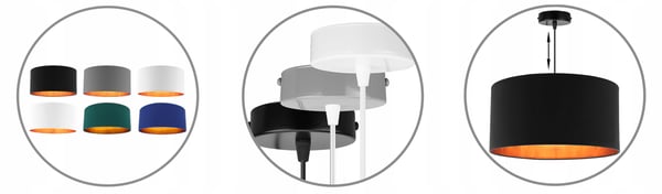 LOFTSLAMPE MED GYLDET LED-SKÆRM
