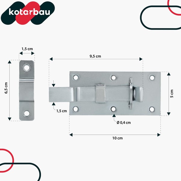 KOTARBAU® universell låsregel för dörrar och grindar, stål, 100 mm, hänglåsbar