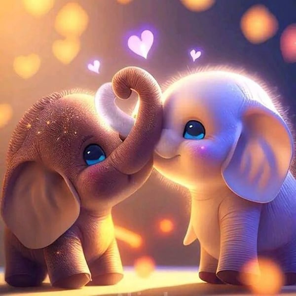 Diamantmålning 30x30 djur elefant