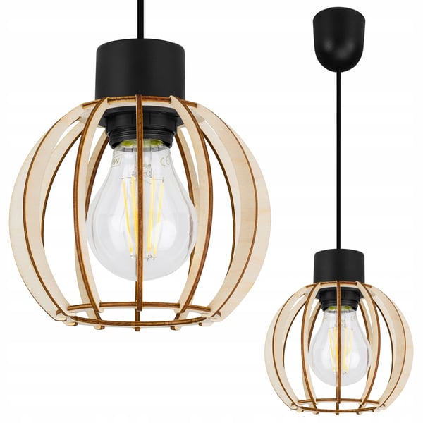 MODERNE LED-LOFTHÆNGELAMPE I TRÆ