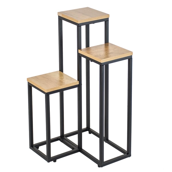 Metal stående blomsterstativ til blomster og planter, 3-etagers hylde, loft 68
