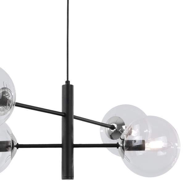 VICENZA HÆNGELAMPE SORT KROM 4 FLAD KLAR LAMPE E14