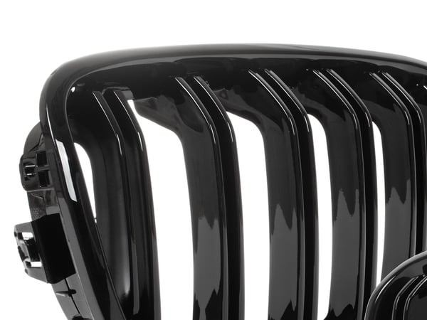 BMW 1 F20 / F21 11-14 3/5D HATCHBACK kølergitre mellem forlygterne (nyrerne) venstre + højre sæt SORT GLOSSY DOBBELT BAR