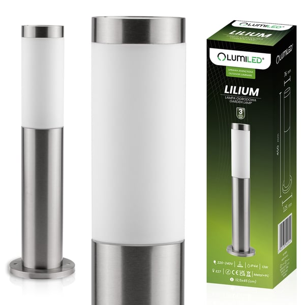 Utomhuslampa E27 INOX POST 45cm Lilium LUMILED