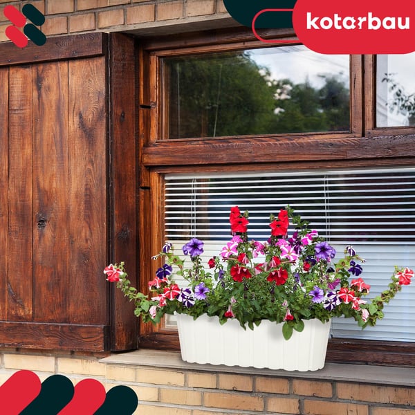 Avlång blomkruka för blommor och örter för balkong eller terrass vit 40 cm 4 st