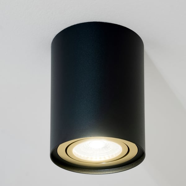 Taklampa HALOGENSPOT rörkupol vridbar GU10 rund svart-guld 84mm AMAT-M LUMILED