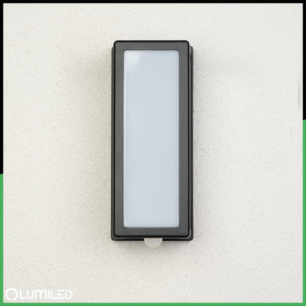 Trädgårdslampa väggarmatur E27 rektangulär rörelsesensor DOMLO LUMILED
