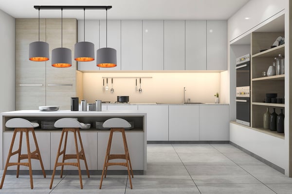 Lofthængende lampe med gylden center LED