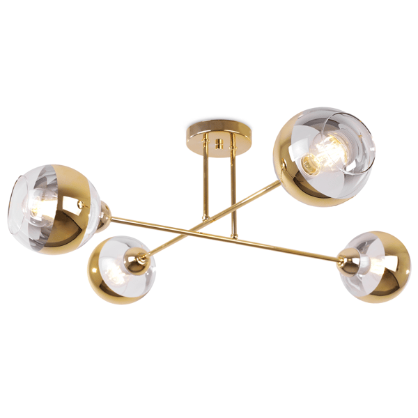 ASTURIA GULD LOFTLAMPE 4 FLADE GYLDNE LAMPESKÆRME E27