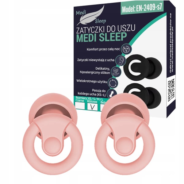 Medi Sleep -korvatulpat, koko XS / S / M / L, pinkki