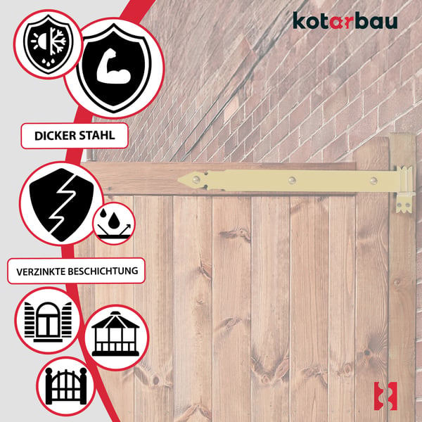 KOTARBAU® Hængsel 500 mm Guldforzinket Stål Garagedørhængsel til Skodder Pavillonhængsel