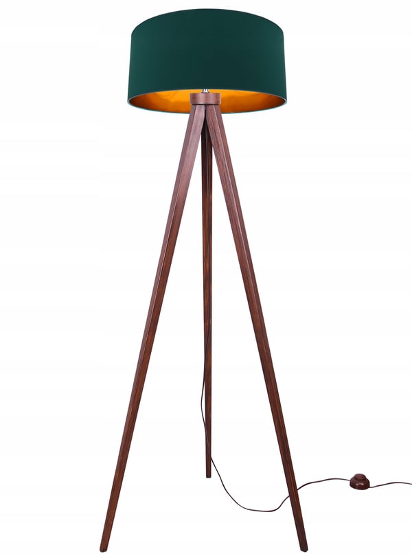 GULVlampe TRIPOD stående i gyldent træ