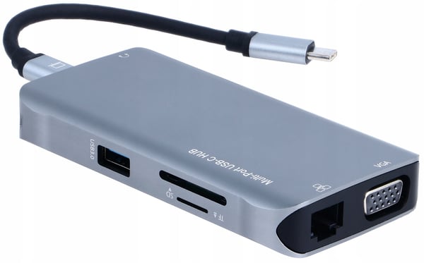 USB-C-KESKITIN -> HDMI VGA 3xUSB 3.0 SD PD -SOVITINASEMA M1 10in1 Thunderbolt 3