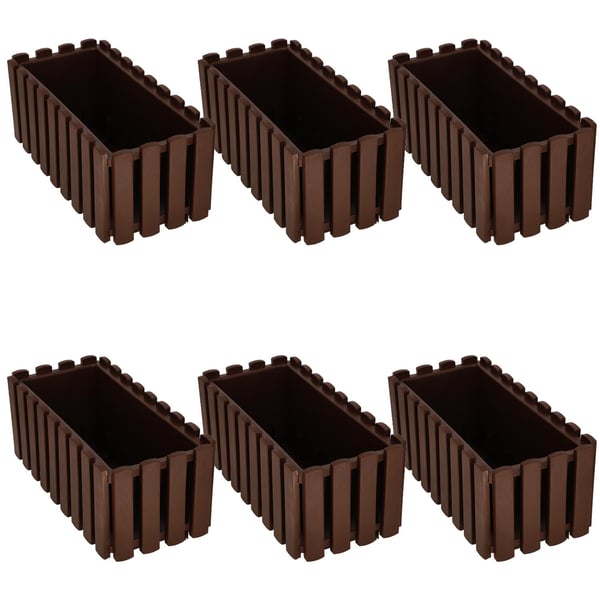 Balkongkrukslåda för räcke rustik brun 40 cm 6-pack Balkongkrukslåda för räcke rustik brun 40 cm 6-pack