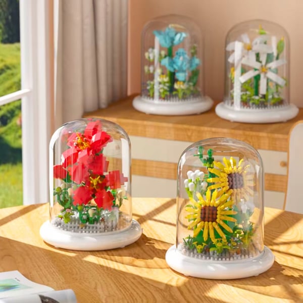 Blomsterbuket byggeklodser sæt blomst i en kuppel 590 dele.