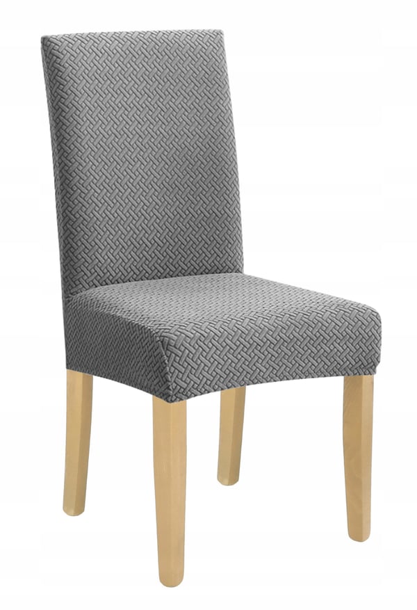 Grått elastiskt jacquard-stolskydd