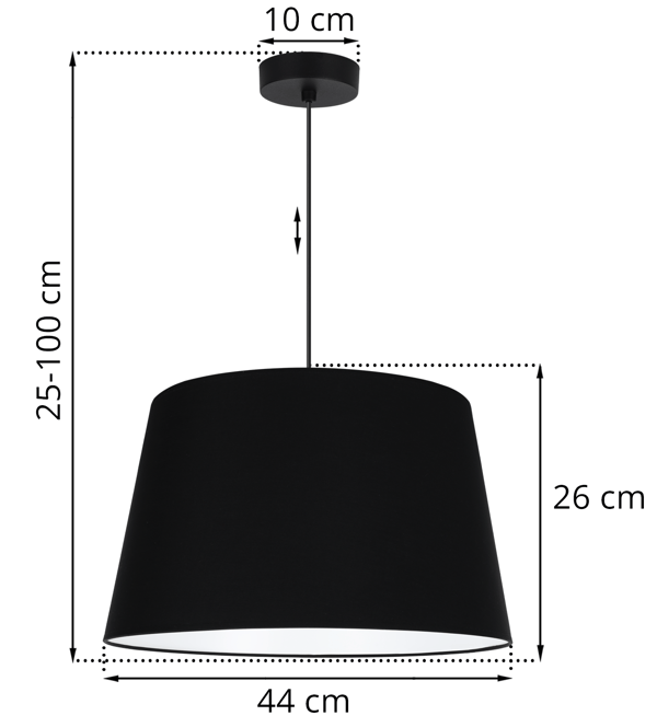 GAJA HÆNGELAMPE KEGLET SORT 1 FLAD SORT LAMPESKÆRM 44CM