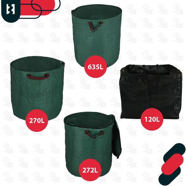 Trädgårdskorg för löv och gräs, rund, hopfällbar, stor, 635 l, set om 3