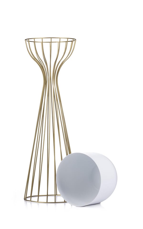 Modern blomställning 68 cm guld och vit