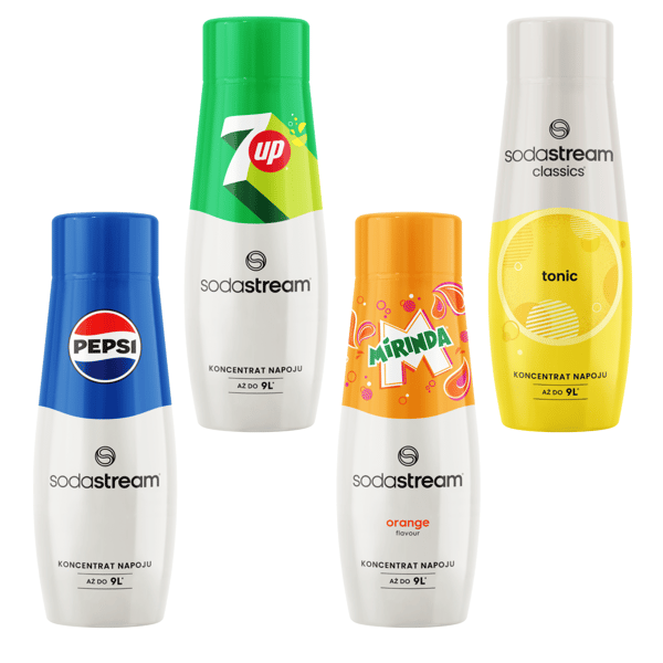 Sodastream Pepsi + 7UP + Mirinda + Tonic siirapit limsasuihkulähteeseen 4 kpl.