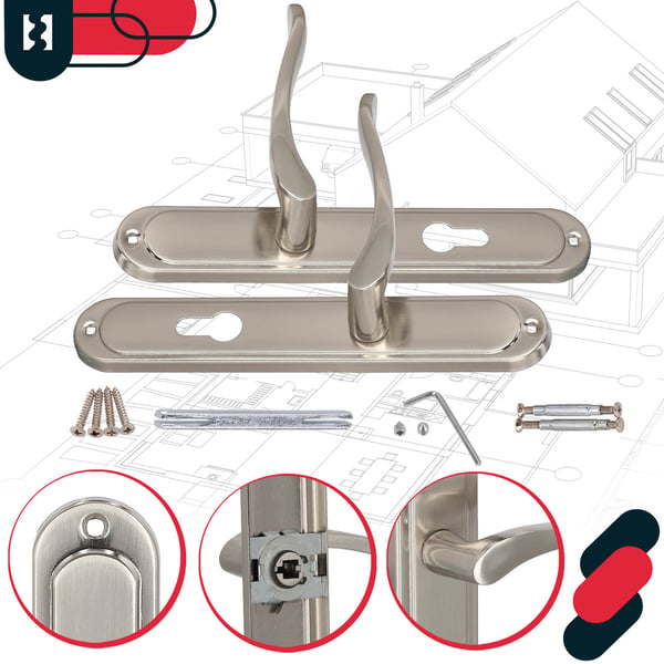 Dørgreb Lang Plade til Cylinderindsats Classic Satin 72