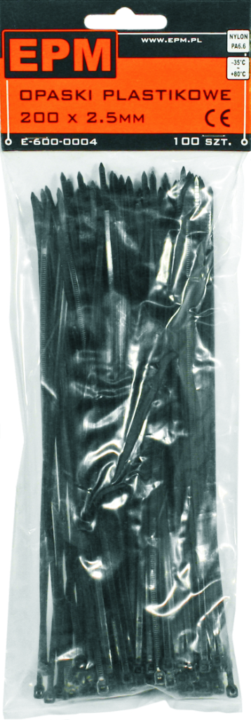 Plastbånd PA6.6 100 stk. sort 350*4.8 - E-600-0006