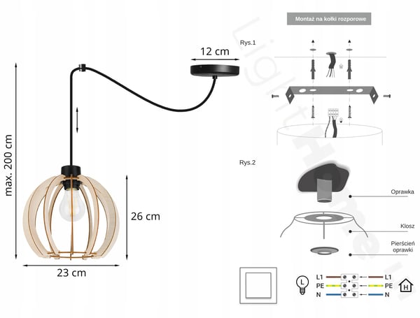 MODERN LED-TAKLAMPA I TRÄ