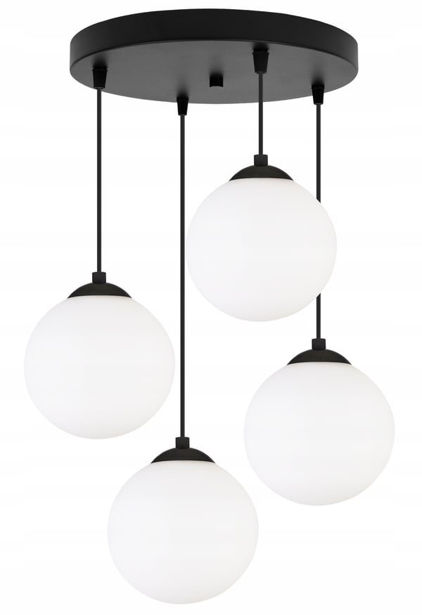 Lofthængelampe, kugle, sort, LED, 15 cm