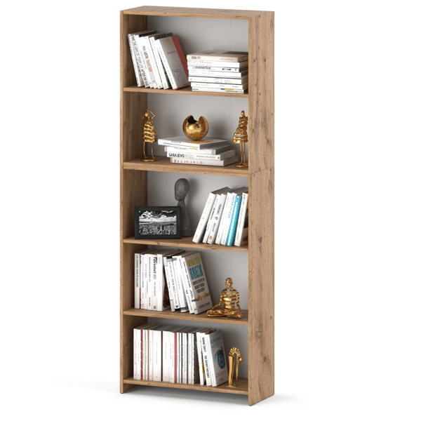 Wotan Oak Kirjahylly 70 CM 5 Hyllyt Kannet Lelut Loft Puinen