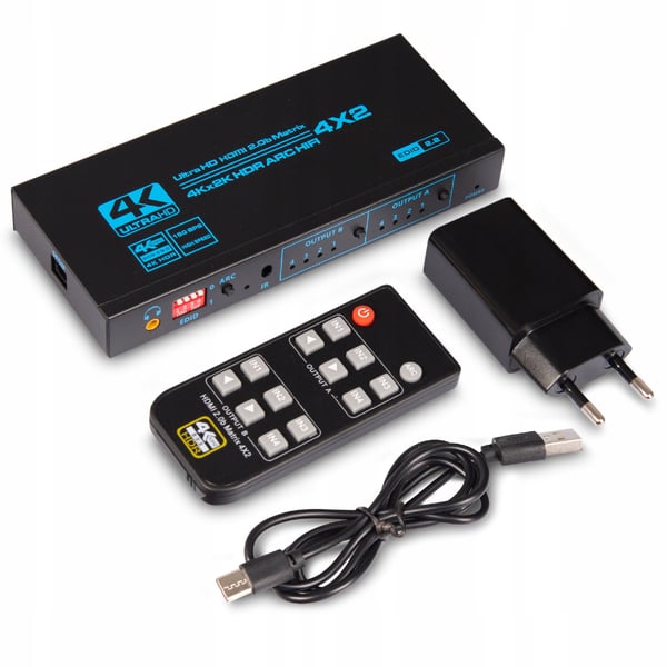 MATRIX HDMI 2.0 4x2 SWITCH SPLIT 4K 60HZ HDCP 2.2 HDR SPDIF TOSLINK ARC