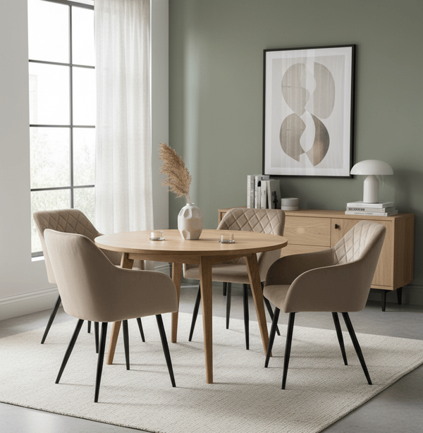 Milton sammetsklädd beige fåtölj