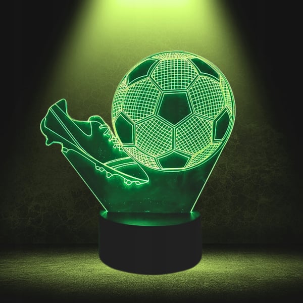 Nattlampa skrivbordslampa för barn fotbollsskor upplyst 3D med fjärrkontroll