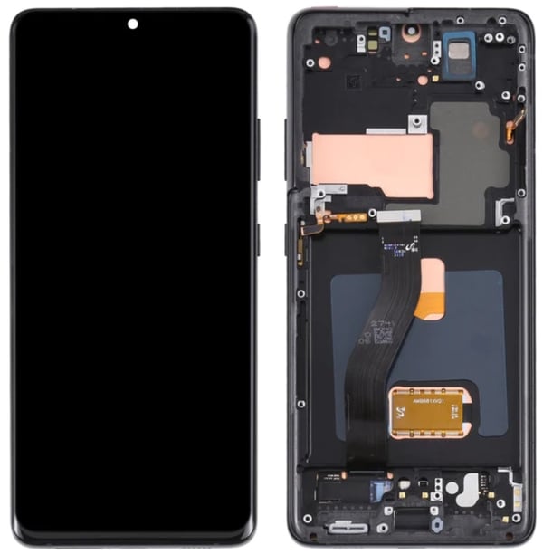 Samsung Galaxy S21 Ultra 5G LCD-skærm og pegteskærm OLED sort med ramme