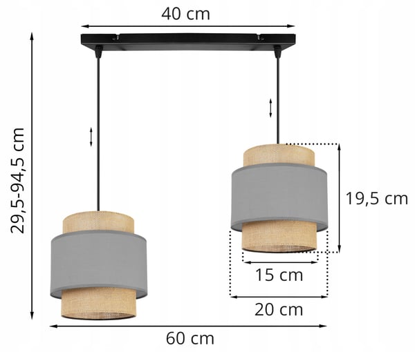 Hængende lampe, loftslysekrone, lampeskærm, boho juta