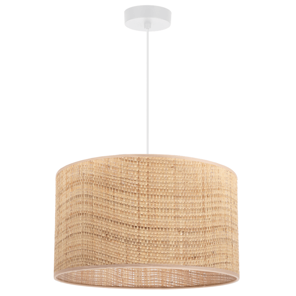 HVID RATTAN HÆNGELAMPE 1 FLAD RATTAN LAMPESKÆRM 35CM