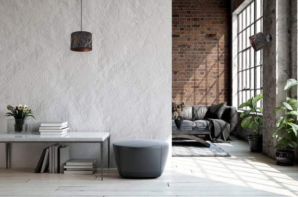 LOFTSLAMPE, VÆGLAMPE, LAMPESKÆRM, KOBBERMØNSTER
