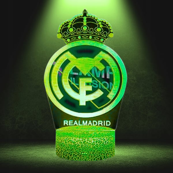 Nattlampa med Real Madrids vapensköld för barn, 16 LED-lampor, 3D + fjärrkontroll
