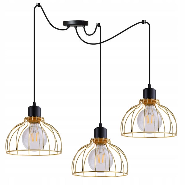 Lofthængende lampe med lysekrone i gylden edderkop-stil