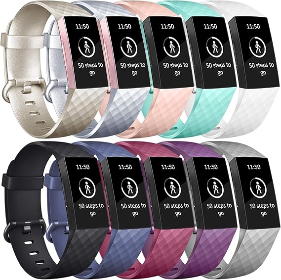 Fitbit Charge 3/4 TPU-kellonrannekkeet vedenpitävät, sekoitusvärit, S, 10 kpl